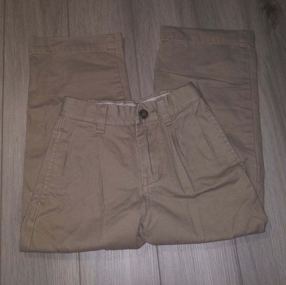 Gap Kids Easy Fit Slim Pants - Size 6 Slim - Tan, Pleated